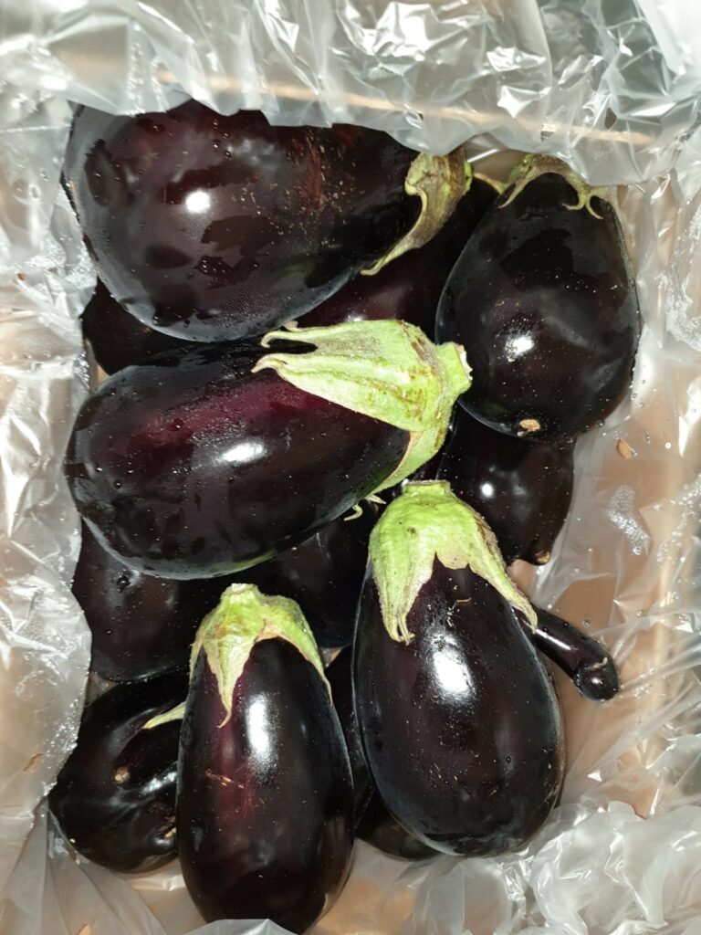 Product features and varieties The varieties are many and differ for shape and colour. Aubergines can have a white, black or purple peel and even a striped mixed purple/white coloured peel. The shapes of the fruit can vary as well: rounded, oval, long or “segmented”.   Areas of production and availability The varieties we commercialize most are the striped “Graffiti” from Spain, the Sicilian purple rounded from Italy and the most common black semi-long varieties both from Italy and Spain, available all year around. From Italy we also have a Demeter production.   Packaging Aubergines are packed in cardboard boxes and RPC (reusable plastic containers).
